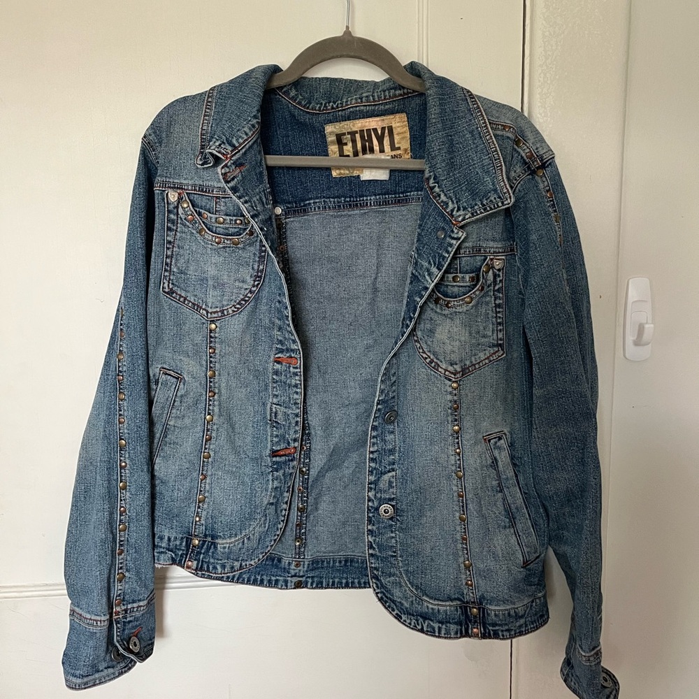 Ethyl Denim Studded Contrast Stitching Vintage Jacket
